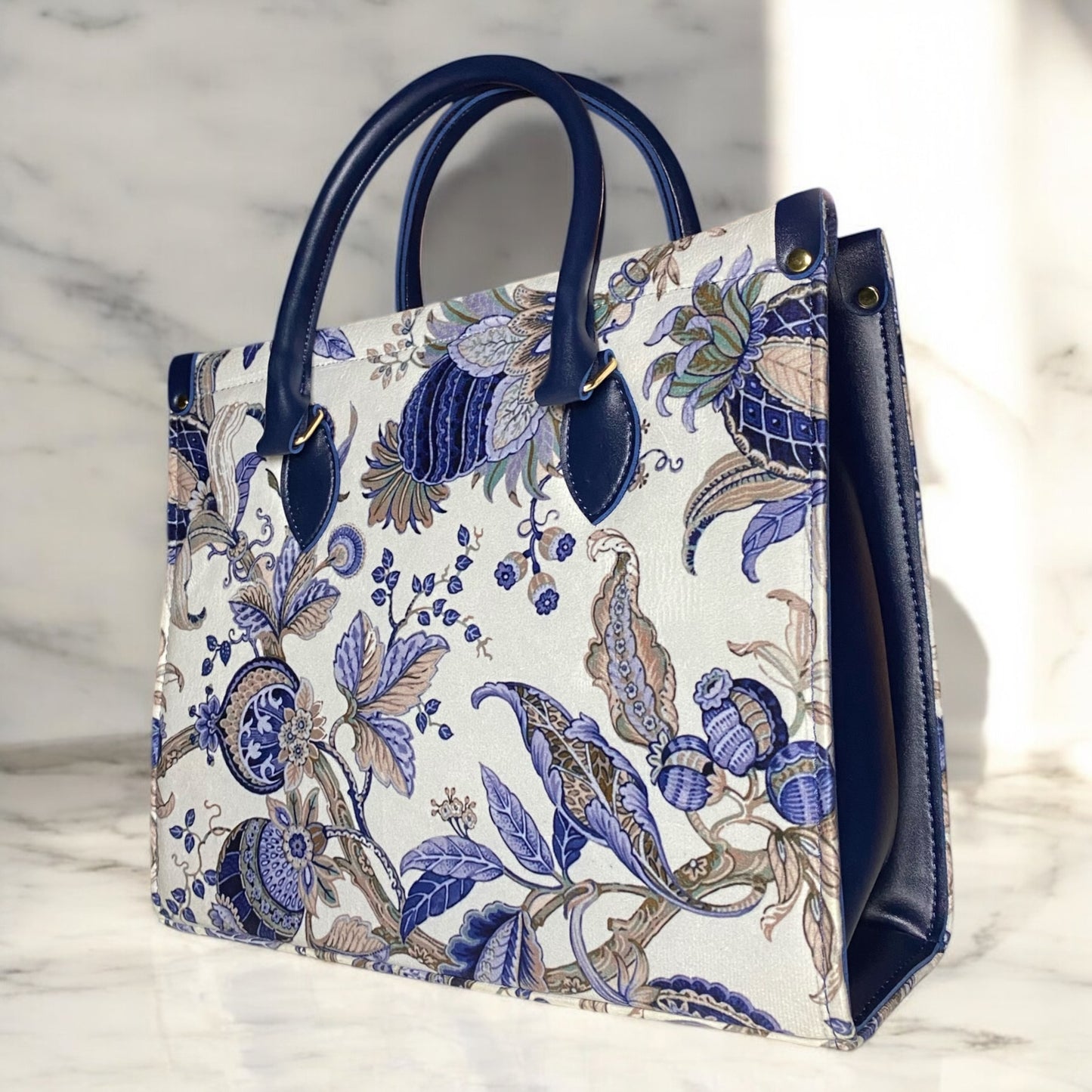 Roshan Premium Tote Bag - Floral Blue