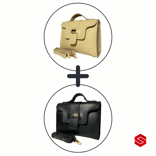 Tasha's (DUO DEAL) - Crossbody Bag (BEIGE + BLACK)