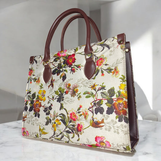 Roshan Premium Tote Bag - Floral Brown