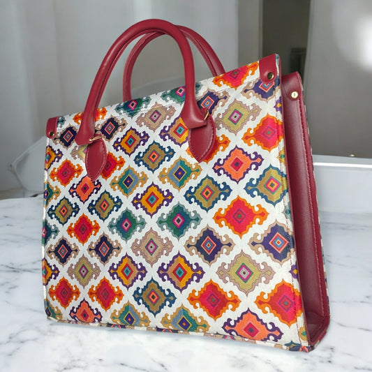 Roshan Premium Tote Bag - Mosaic Maroon