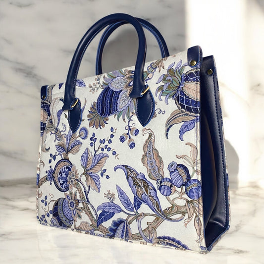 Roshan Premium Tote Bag - Floral Blue